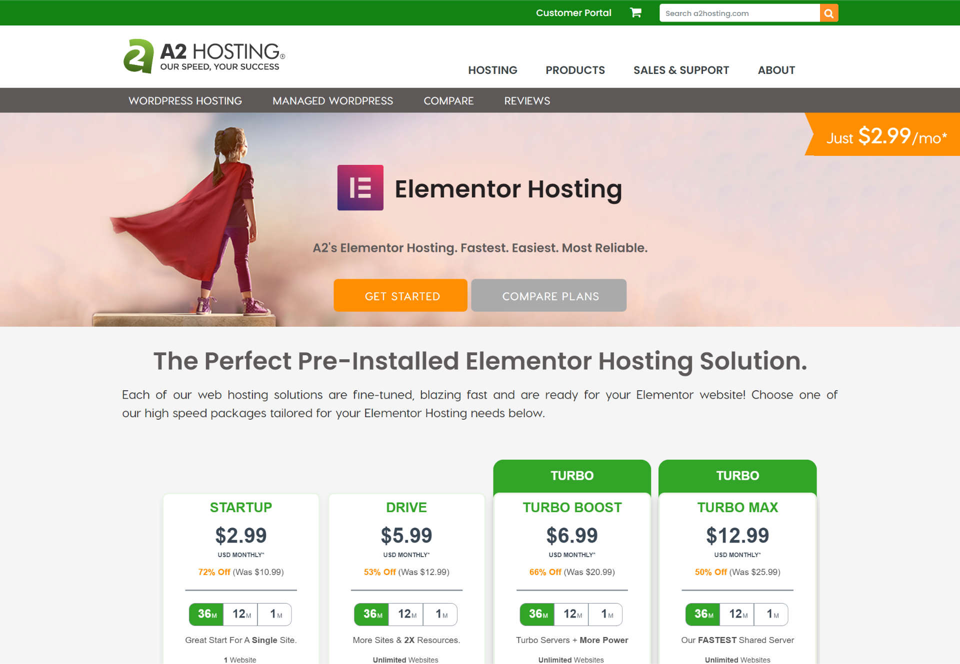 A2Hosting Elementor and WordPress Hosting