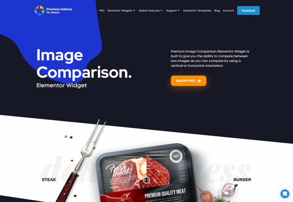 Premium Addons Elementor Image Comparison Slider Widget